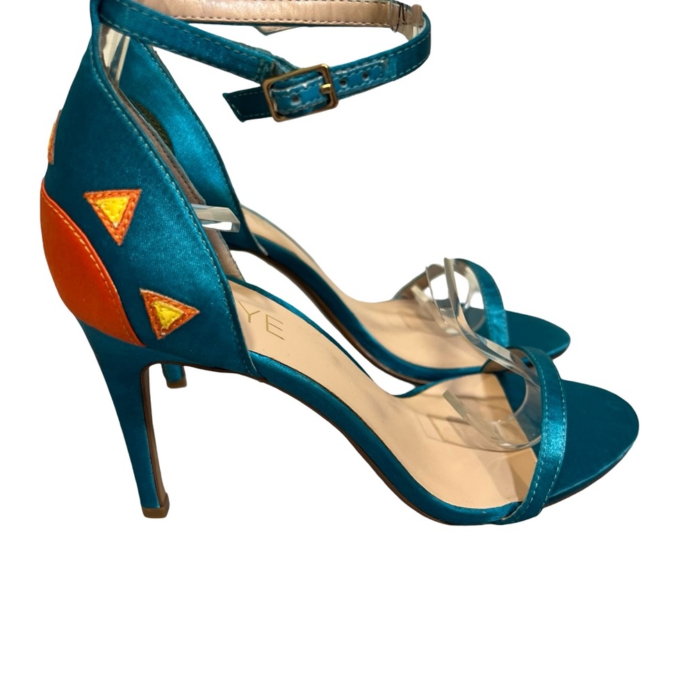 Raye satin  sandals 6.5 turquoise EUC!